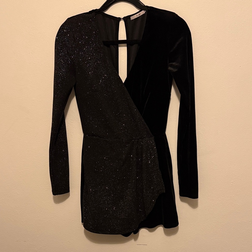 Miami Sparkling Black Long Sleeve Romper
